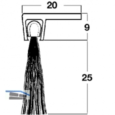 Trdichtungsbrste m. Winkelprofilleiste, 2000mm,Borsten schwarz,dunkelbr. elox.