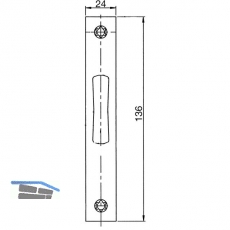 Schlieblech flach f. Rohrrahmen-Riegelschloss, 136 x 24 x 3 mm, Edelstahl