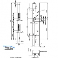 Fluchttrtreibriegel WILKA 6663, DM 35 mm, Stulp 270 x 24 x 3 mm, Edelstahl