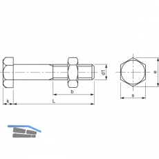 DIN 601 M10x220 verzinkt Mutterschraube (Bauschraube)