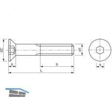 ISO10642 8.8 M 5x 8 verzinkt Senkschraube mit Innensechskant (~DIN7991)