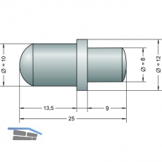 Aufdruck- Federbolzen, 10 mm, (1021)