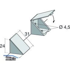 Schrankverbinder Corner 3, mit Klappe und 2 Senkbohrungen 4,5, KS wei