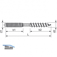 Stockschraube 8x150 Torx verzinkt mit Schlsselflche