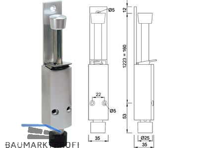 Türfeststeller aus Edelstahl Höhe 33-60 mm