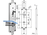 Garagentorschloss Nr. 551 gerichtet fr PZ innen mit Auslseknopf verzinkt 16550
