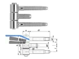 Einbohrband SFS 40H-16-022 f. Stahlzarge vermessingt dreiteilig Gr. 16