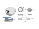 Kabeldurchlass Kunststoff rund  60 mm Chrom Optik matt 9131024
