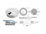 Kabeldurchlass Kunststoff rund  80 mm Chrom Optik matt 9131025