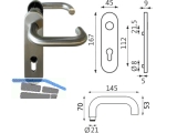 Drckergarnitur Kurzschild PZ 72 mm Edelstahl B-72010-00-0-8