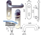 Wechselgarnitur Kurzschild PZ 72 mm Edelstahl B-72210-00-0-8