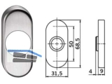 Drckerrosette PR 6620 FH oval Alu F1 ohne Hochhaltefeder DM 24,5 mm