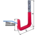 Wandhaken mit Gummierung 120x 83x48 mm 25 kg  12 mm verzinkt/Gummierung rot