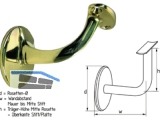 Handlaufsttze mit gewlbter Platte Stockschraube M8x70 Messing poliert SB