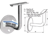 Handlauftrger mit gewlbter Platte Stift  12 mm Edelstahl