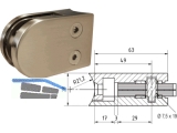 Glashalter Edelstahl finish 63x45 mm fr Rohr 42,4 mm mit Sicherungsstift