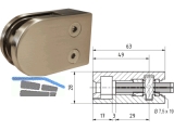 Glashalter Edelstahl finish 63x45 mm fr Anschlu flach mit Sicherungsstift