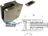 Glashalter Edelstahl 55x55 mm fr Rohr 42,4 mm mit Sicherungsplatte