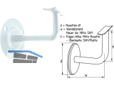 Handlauftrger mit gewlbter Platte weiss beschichtet SB