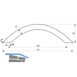 Griff Meduna  10 mm, LA 128 mm, Breite 151 mm, Stahl vernickelt matt