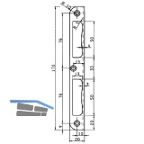 Winkelschlieblech f. BKS Hauptschlsser, universal, Lappen 170x20 mm, Edelstahl