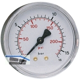 Druckluft Manometer 50 mm 0 - 10 bar mit Auengewinde hinten 1/8\
