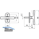 GRUNDMANN Triebolive WG ELEGANT 526 - VK 7 x 35 mm, Ros. 30 x 69 mm, Alu poliert