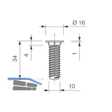 Absttzfu-Befestigungsschraube,  16x34, Stahl verzinkt