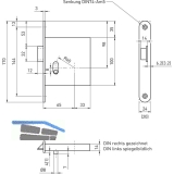 Zusatzfalle BHM 1030 1-flg. EN 179, DM 65, links, Stulp 170 x 24 mm, Edelstahl