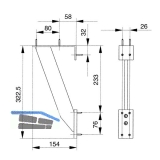 Barkonsole RAB schrg 50 x 10 mm, Hhe 322,5 mm, Tiefe 154 mm,Aluminium eloxiert