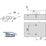 BLUM BLUMOTION Doppel-Kreuzadapterplatte, Kunststoff RAL 7036 platingrau