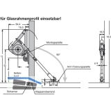 Bremsklappenhalter SDS, ffnungswinkel 90, Stahl vernickelt/Kunststoff wei