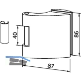 Trband Flgelteil DORMA Arcos Office 25.230, Glas 8-10 mm, silber eloxiert