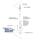 Drahtseilabhngung Abdeck-Befestigungshlsen verchromt, Seil in Farbe silber