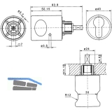 JuNie 3570 ASS Zylinder-Drehgriff Profil-Halbzylinder gerichtet fr PZ, Zamak