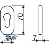 ECO Zylinderrosette PZ, 70 x 33 x 7 mm, Edelstahl rostfrei