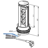 Steckdosenleiste EVOline Port 3x Schuko Wippdeckel Edelstahl