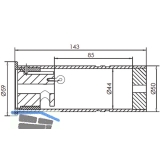 Rohrtresor klein econ 78 ohne Maueranker, Rohr  50 mm, Lnge 143 mm, Aluminium