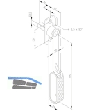 Schlaufenhebel fr Tortreibriegel, 240 mm, VK 12 x 34 mm, Stahl verzinkt