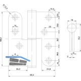 Aufschraubband B 1835 rechts, 100,2 x 86,4 x 3 mm, Edelstahl