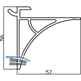 Wall Sys Glastablartrger W12, Lnge 50 mm, Aluminium natur eloxiert