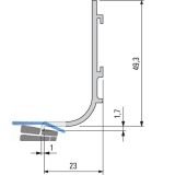 Griffmulde Aktor L-Profil horizontal, L 5000 mm, H 49 mm, Alu wei RAL 9010