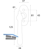 HALC Fenstergriff FULP - sichtbar geschraubt, 7x40, 125, Eisen verzinkt