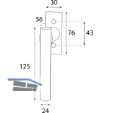 HALC Fenstergriff IMST - sichtbar geschraubt, 7x40, 125, Eisen verzinkt