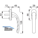 HOPPE Fenstergriff TOKYO - verdeckt geschr., VK 7 x 32 mm, m. Rast., silber elox