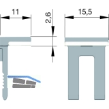 Oberteil zu Glasbodentrger KUBIC mit Gummiauflage transparent