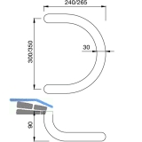 KWS Stangengriff Serie 84 - Halbkreis, 330mm, LA. 300mm,  30mm, Edst.