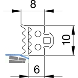 Dichtung 41AL-EPDM, fr Basisprofil Glasstrke 8 & 10 mm, Kunststoff schwarz