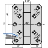 Objektband VN 2929 f. stumpf einsch. Tren, Bandhhe 120 mm, Edelstahl