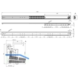 Ausziehtischfhrung TOPSLIDE, Auszugsweg 620 mm, Lnge 1000 mm, Stahl/Aluminium